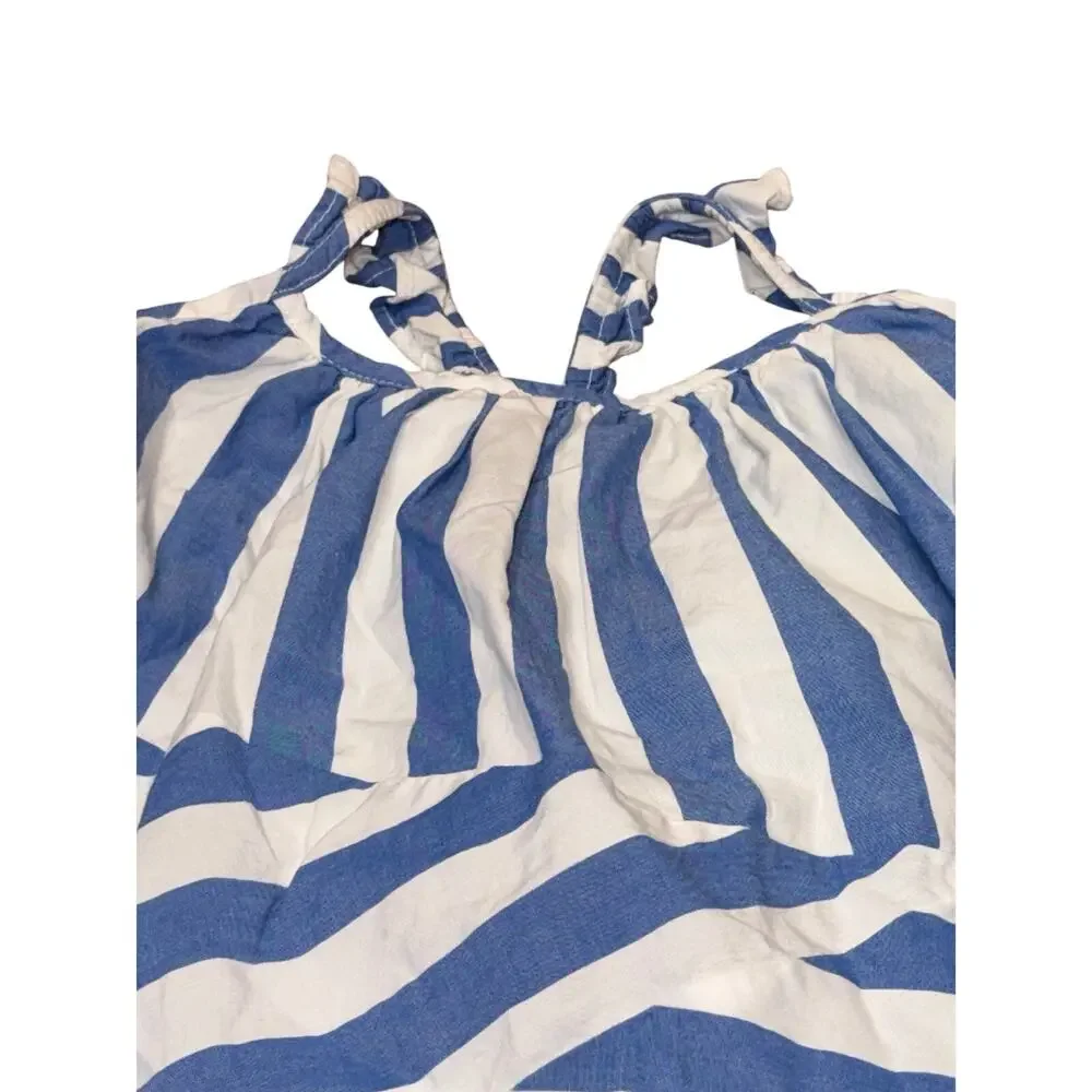 Baby GAP Blue White Stripe Sundress 100% Cotton 18–24 Months Ruffle Straps